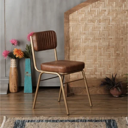 Saldana Iron Faux Leather Chair