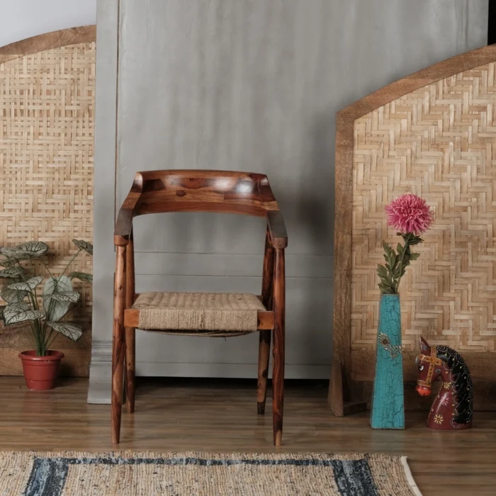 Artix Solid Wood Chair with Rope - Image 2