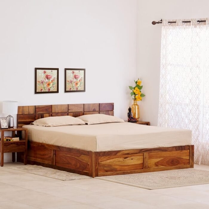 PRITI Rubix Wooden Queen Bed with Box Storage - Brown PRITI Rubix Wooden Queen Bed with Box Storage - Brown