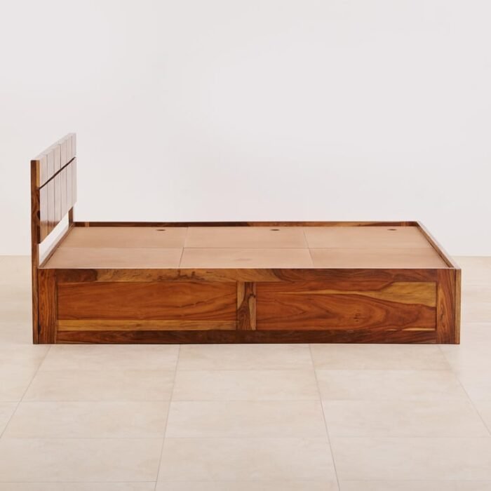 PRITI Rubix Wooden Queen Bed with Box Storage - Brown