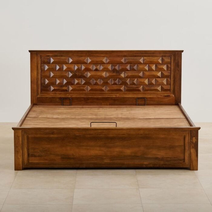 PRITI Queen Bed with Hydraulic Storage - Brown