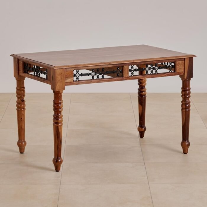 PRITI Wooden 4-Seater Dining Set with Chairs - Brown