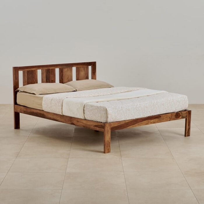 PRITI Wooden Queen Bed - Brown
