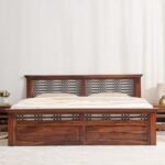 PRITI Wooden Queen Bed with Box Storage - Brown