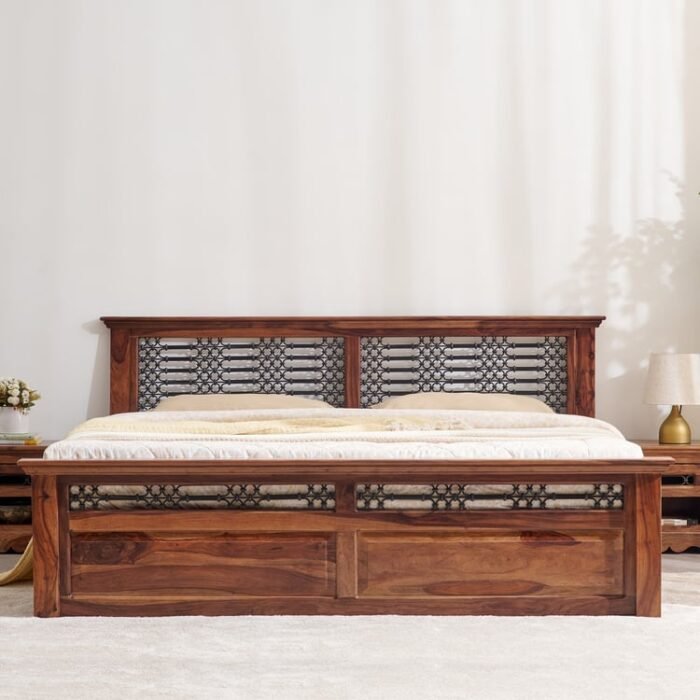 PRITI Wooden Queen Bed - Brown
