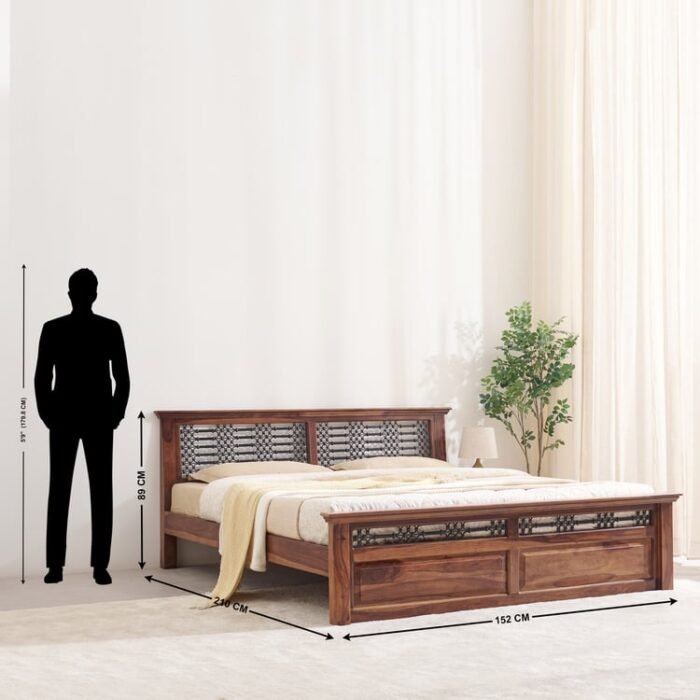 PRITI Wooden Queen Bed - Brown
