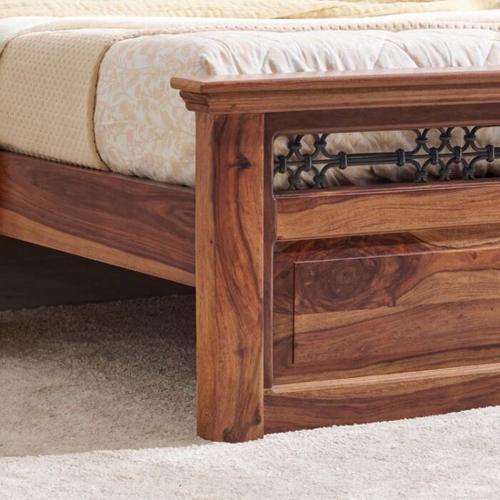 PRITI Wooden Queen Bed - Brown