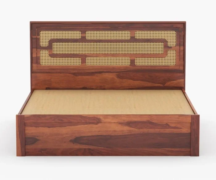 PRITI Wooden Cane King/Queen Size Bed