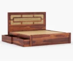 PRITI Wooden Cane King/Queen Size Bed
