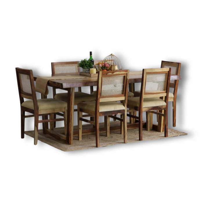 PRITI Dining Table With Cane Weave Chairs - Image 3