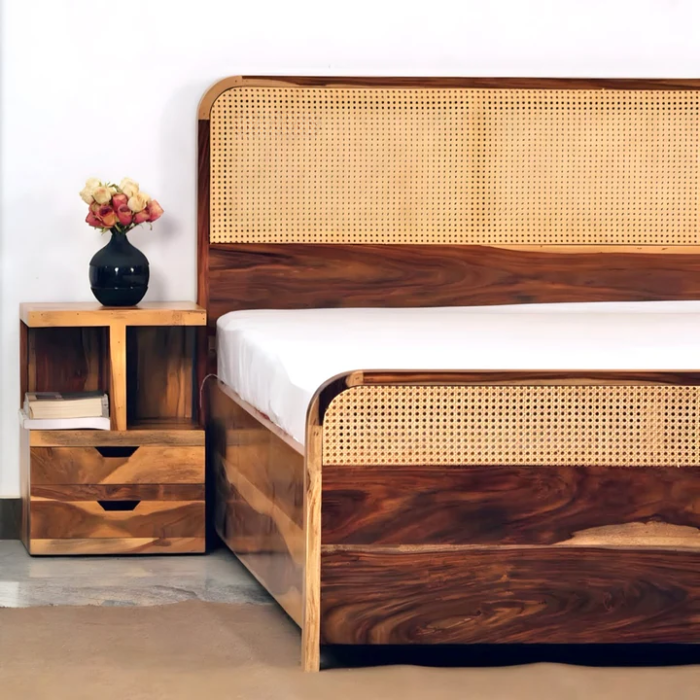 PRITI Solid Wood Cane Bed