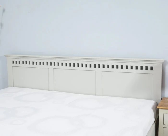 PRITI Solid Wood Queen Size Bed - Milky White