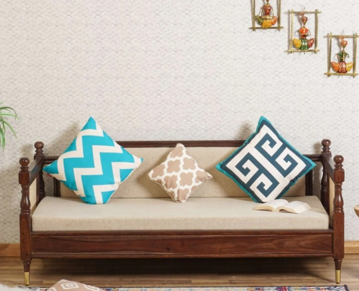 PRITI Wood Rattan Cane three Seater sofa PRITI Wood Rattan Cane Three Seater sofa