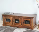 PRITI Solid Wood Three Doors Bench Shoe Rack