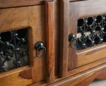 PRITI Solid Wood Three Doors Bench Shoe Rack