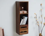 PRITI Wooden Decor Wall Shelve with Two Drawers