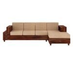 PRITI Solid Wood 4 Seater L Shape Sofa (Natural Finish)