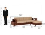 PRITI Solid Wood 4 Seater L Shape Sofa (Natural Finish)