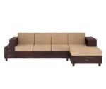 PRITI Solid Wood 4 Seater L Shape Sofa (Walnut Finish)