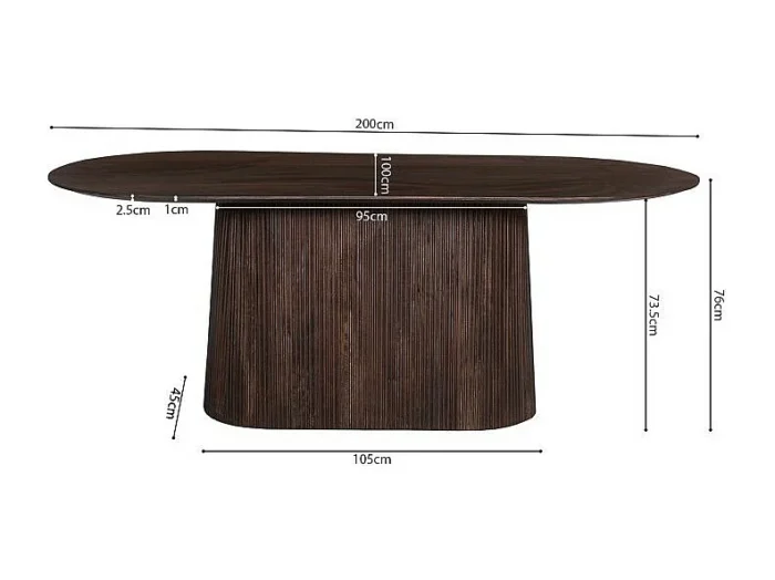 Oval Mango Wood Dining Table MITCHEL