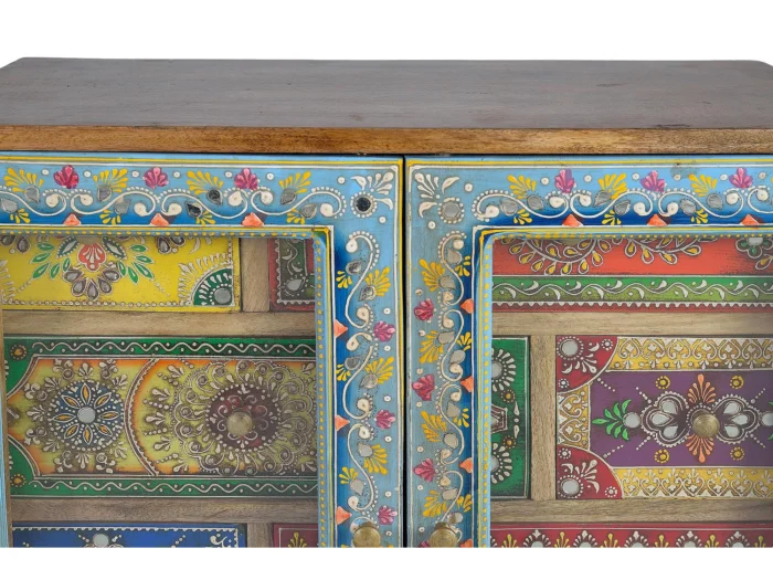 Hand Painted Mango Wood TV Cabinet-13 - Image 7