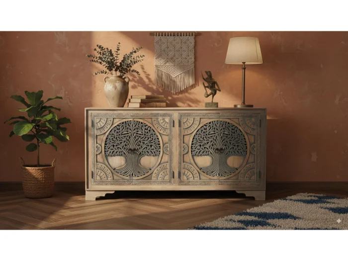Solid Mango Wood Sideboard-16 - Image 2