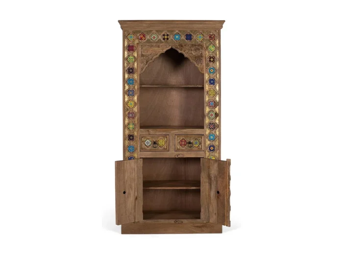 Solid Mango Wood Ethnic Bookcase-18 - Image 6