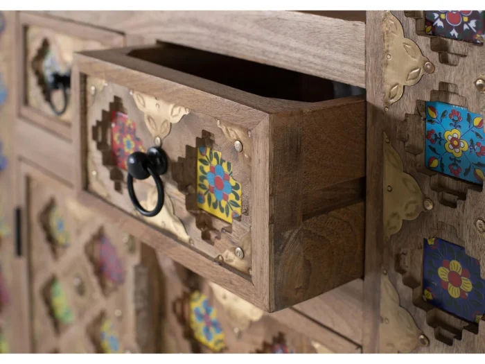 Solid Mango Wood Ethnic Bookcase-18 - Image 4