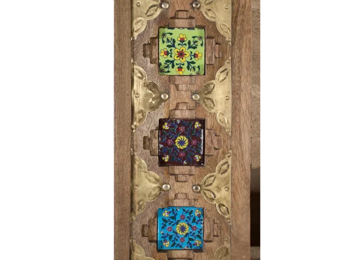 Solid Mango Wood Ethnic Bookcase-18 - Image 3